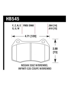 Hawk 03-04 Infinit G35 / 04-09 Nissan 350z w/ Brembo DTC-60 Race Front Brake Pads - HB545G.564