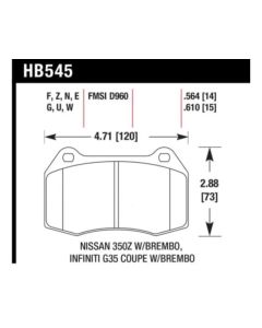 Hawk 03-07 G35/350z w/ Brembo Performance Ceramic Street Front Brake Pads - HB545Z.564