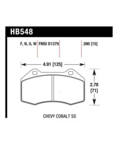 Hawk Renault Clio / Cobalt SS DTC-70 Front Brake Pads - HB548U.510