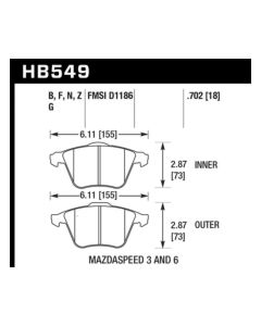 Hawk 07-08 Mazdaspeed3/06-07 Mazdaspeed6 HP+ Street Front Brake Pads - HB549N.702