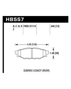 Hawk 08 WRX Rear Performance Ceramic Street Brake Pads - HB557Z.545