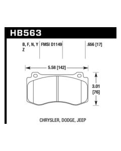 Hawk 2005-2014 Chrysler 300 C SRT8 6.1 HPS 5.0 Front Brake Pads - HB563B.656