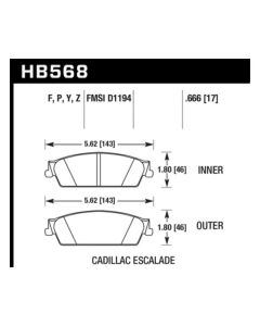 Hawk 07-08 Escalade 6.2 / 07-08 Avalanche Super Duty Rear Brake Pads - HB568P.666