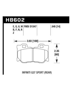 Hawk 10-11 Infiniti FX50 / 09-10 G37 / 09-10 Nissan 370Z DTC-70 Race Rear Brake Pads - HB602U.545