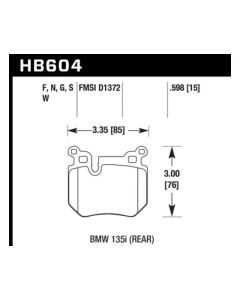 Hawk BMW 135i HP+ Street Rear Brake Pads - HB604N.598