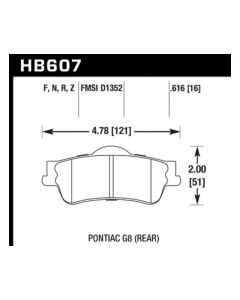 Hawk 08-09 Pontiac G8 3.6 Base/6.0 HPS Street Rear Brake Pads - HB607F.616