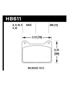 Hawk Willwood 7912 DTC-60 Race Brake Pads - HB611G.490