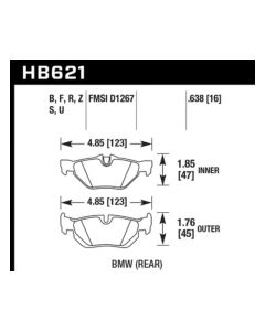 Hawk 08-11 BMW 128i / 10 BMW 323i / 07-11 BMW 328i / 07-11 BMW 328XI HPS Street Rear Brake Pads - HB621F.638