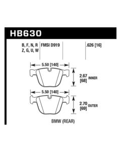 Hawk 04-10 BMW 535i/545i/550i / 04-10 645Ci/650i /02-09 745i/745Li/750 HP+ Street Brake Pads - HB630N.626