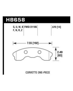 Hawk 06-13 Chevrolet Corvette Z06 DTC-60 Race Front Brake Pads (One Piece) - HB658G.570