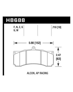 Hawk AP Racing / Stoptech / Alcon DTC-60 Race Brake Pads - HB688G.710