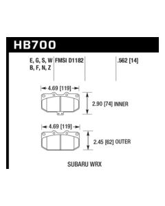 Hawk 2006-2007 Subaru Impreza WRX HPS 5.0 Front Brake Pads - HB700B.562