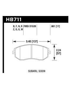 Hawk DTC-80 13 Subaru BRZ/13 Legacy 2.5i/13 Scion FR-S Front Race Brake Pads - HB711Q.661