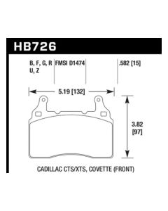Hawk 2014 Chevrolet Corvette HPS 5.0 Front Brake Pads - HB726B.582