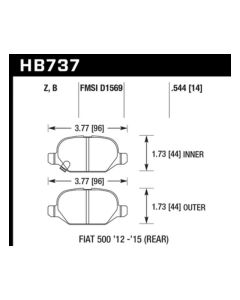 Hawk Performance HPS 5.0 Fiat 500 Rear- HAWK-HB737B.544