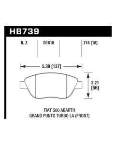 Hawk 2013 Fiat 500 Abarth Front HPS 5.0 Street Brake Pads - HB739B.715