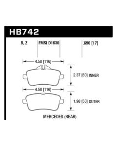 Hawk 12-15 Mercedes-Benz ML350/550 HPS 5.0 Rear Brake Pads - HB742B.690