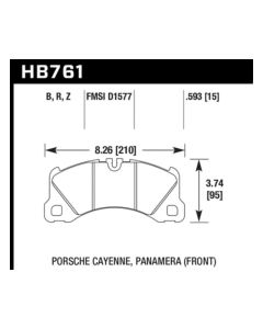 Hawk 10-13 Porsche Panamera / 15-17 Porsche Macan Turbo HPS 5.0 Front Brake Pads - HB761B.593