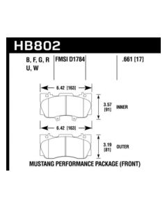 Hawk 16-17 Ford Mustang HP+ Street Front Brake Pads - HB802N.661