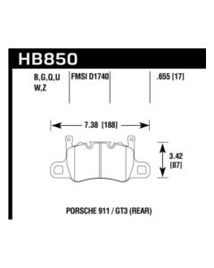 Hawk 14-17 Porsche 911 GT3 DTC-60 Race Rear Brake Pads - HB850G.655