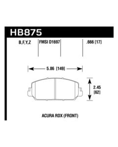 Hawk 14-17 Acura RDX/RLX Performance Ceramic Street Front Brake Pads - HB875Z.666