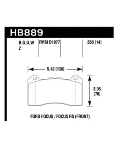 Hawk 2017 Ford Focus DTC-60 Race Front Brake Pads - HB889G.550