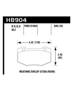 Hawk 16-18 Ford Mustang Shelby GT350/GT350R Performance Ceramic Rear Brake Pads - HB904Z.630