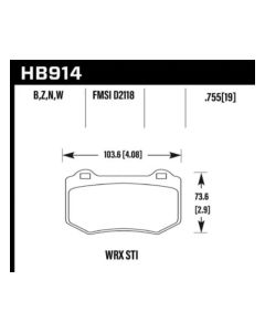 Hawk 2018 Subaru WRX STI DTC-30 Rear Brake Pads - HB914W.580