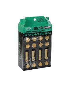 Project Kics Kyokugen Gold 42mm M12X1.50 Heptagon Nut 20 Pieces