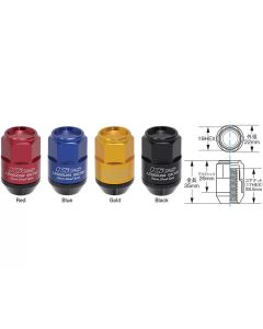 Project Kics Leggdura Racing Shell Type Lug Nut 35mm Closed-End Look 16 Pcs + 4 Locks 12X1.5 Black - WCL3511K