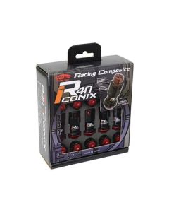 Project Kics 12X1.25 Black R40 Iconix Lug Nuts - 16+4 (Red Cap) - WRIA13KR