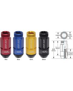 Project Kics Leggdura Racing Red 53mm M12 x P1.5  (RL53) Shell Type Lock & Nut Set