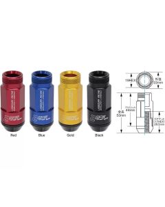Project Kics Leggdura Racing Shell Type Lug Nut 53mm Open-End Look 16 Pcs + 4 Locks 12X1.5 Black - WRL5311K