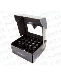NRG 700 Series M12 X 1.25 Steel Lug Nut w/Dust Cap Cover Set 21 Pc w/Locks & Lock Socket - Black - LN-LS710BK-21