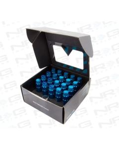 NRG 700 Series M12 X 1.25 Steel Lug Nut w/Dust Cap Cover Set 21 Pc w/Locks & Lock Socket - Blue - LN-LS710BL-21