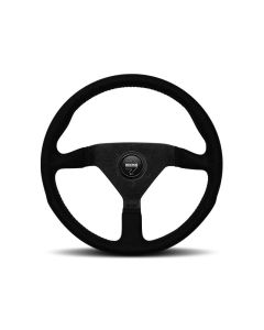 Momo Montecarlo Alcantara Steering Wheel 320 mm - Black/Black Stitch/Black Spokes - MCL32AL1B