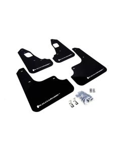 Rally Armor UR Rally Mud Flap Set Black w/White Logo Mitsubishi EVO X 08-15- RALL-MF10-UR-BLK/WH