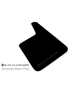 Rally Armor Universal Fit (No Hardware) Basic Plus Black Mud Flap w/ Black Logo - MF20-BAS-BLK