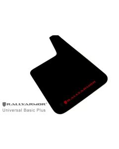 Rally Armor Universal Fit (No Hardware) Basic Plus Black Mud Flap w/ Red Logo - MF20-BAS-RD