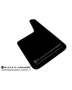 Rally Armor Universal Fit (No Hardware) Motorsport Spec Black UR Mud Flap w/ Gray Logo - MF20-MSUR-BK/GY