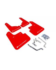 Rally Armor UR Mud Flap Set Red w/White Logo Mazda Mazda 3 14-18- RALL-MF31-UR-RD/WH