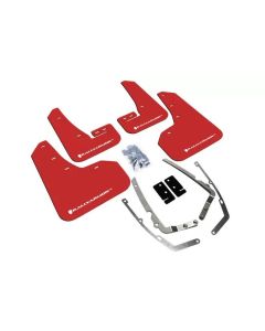 Rally Armor UR Mud Flap Set Red w/White Logo Volkswagen Golf | GTI MK7 15-18- RALL-MF37-UR-RD/WH