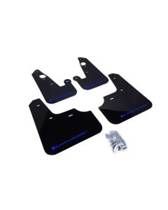 Rally Armor UR Rally Mud Flap Set Black w/Blue Logo Mitsubishi Lancer 07-17- RALL-MF8-UR-BLK/BL