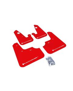 Rally Armor UR Rally Mud Flap Set Red w/White Logo Mitsubishi Lancer 07-17- RALL-MF8-UR-RD/WH
