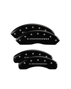 MGP 4 Caliper Covers Engraved Front & Rear Gen 5/Camaro Black finish silver ch - 14240SCA5BK