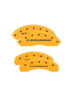 MGP 4 Caliper Covers Engraved Front & Rear Gen 5/Camaro Yellow finish black ch - 14240SCA5YL