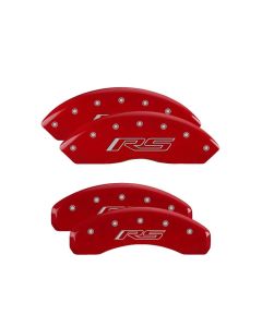 MGP 4 Caliper Covers Engraved Front & Rear Gen 5/RS Red finish silver ch - 14240SRS5RD