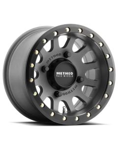 Method MR401 UTV Beadlock 14x7 / 4+3/13mm Offset / 4x156 / 132mm CB Titanium Wheel- Matte Black Ring - MR40147046843B