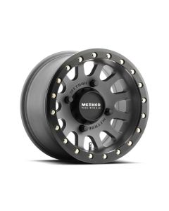 Method MR401 UTV Beadlock 15x6 / 5+1/53mm Offset / 4x156 / 132mm CB Titanium Wheel- Matte Black Ring - MR40156046851B
