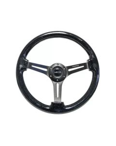 NRG Reinforced Steering Wheel (350mm / 3in. Deep) Black Multi Color Flake Wood w/ Black Matte Center - RST-018BSB-BK
